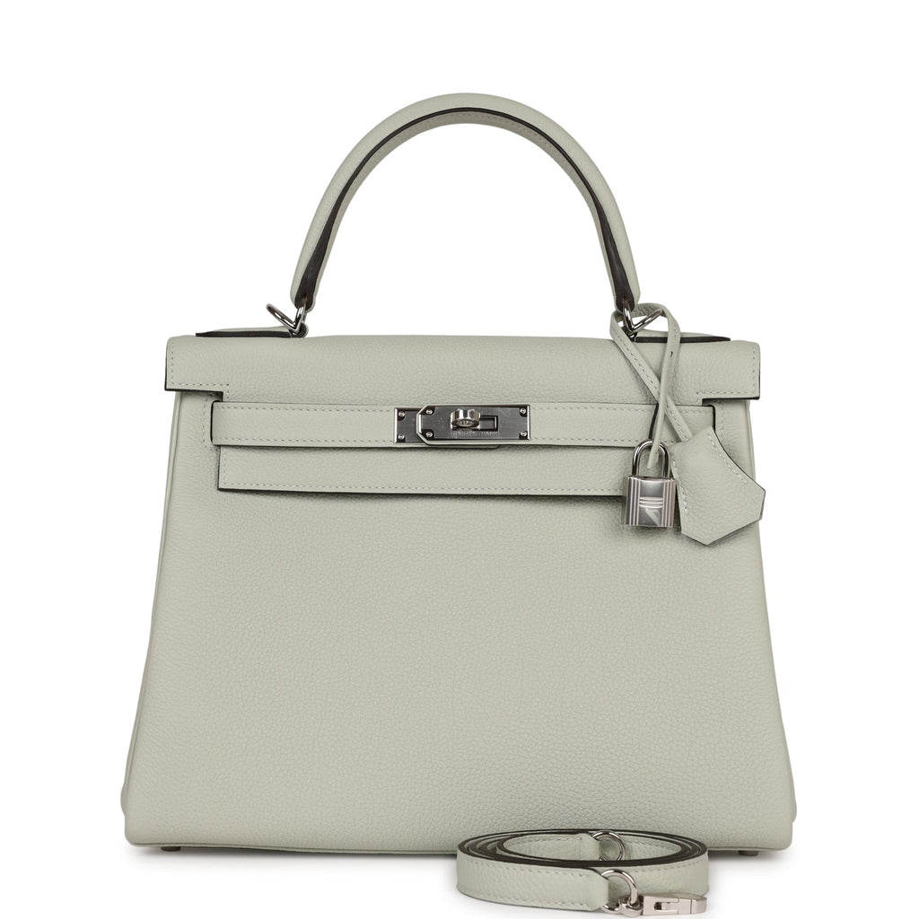 Hermes Kelly Retourne 28 Gris Neve Togo Palladium Hardware - Exclusu