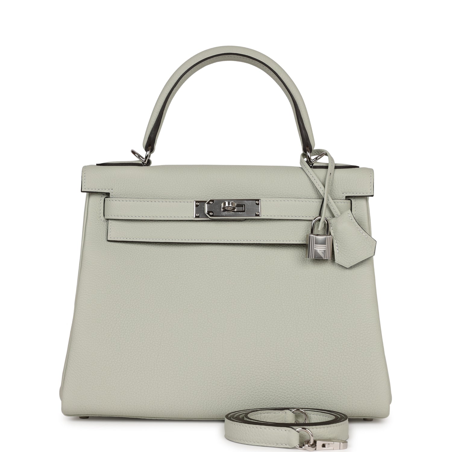 Hermes Kelly Retourne 28 Gris Neve Togo Palladium Hardware - Exclusu