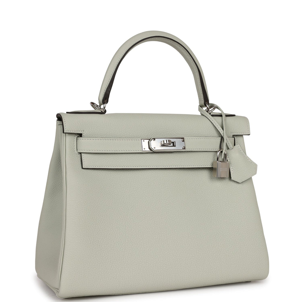 Hermes Kelly Retourne 28 Gris Neve Togo Palladium Hardware - Exclusu