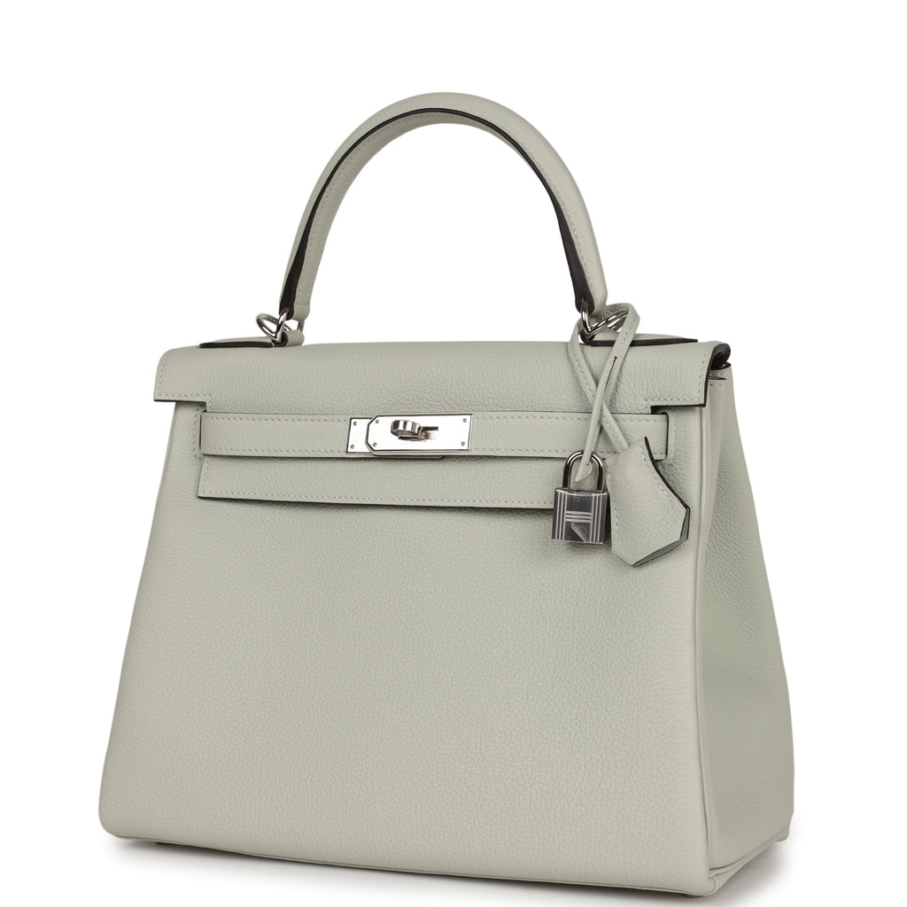 Hermes Kelly Retourne 28 Gris Neve Togo Palladium Hardware - Exclusu