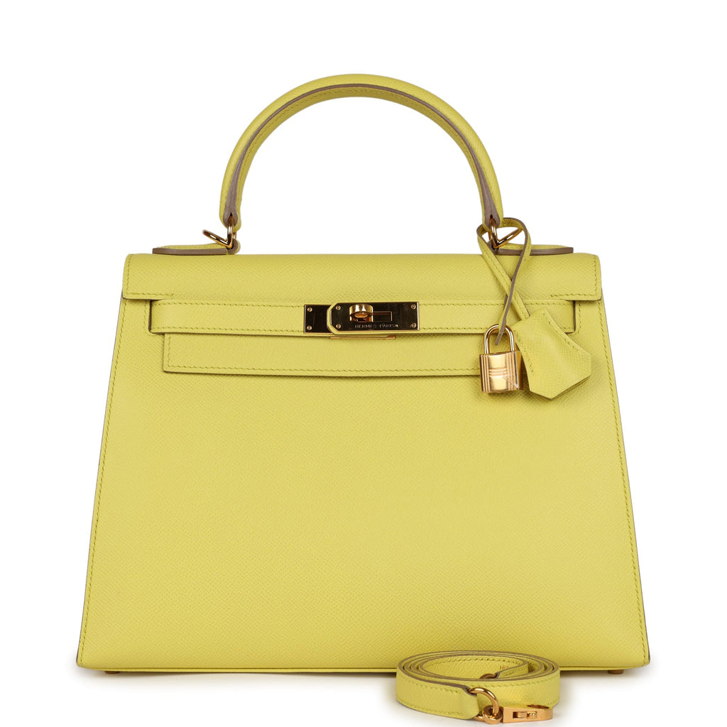 Hermes Kelly Sellier 28 Soufre Epsom Gold Hardware - Exclusu