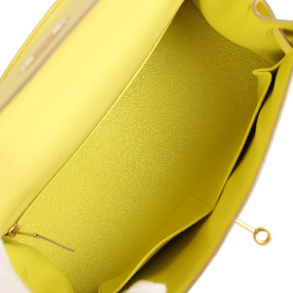 Hermes Kelly Sellier 28 Soufre Epsom Gold Hardware - Exclusu