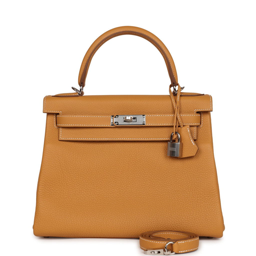 Hermes Kelly Retourne 28 Naturel Sable Togo Palladium Hardware - Exclusu