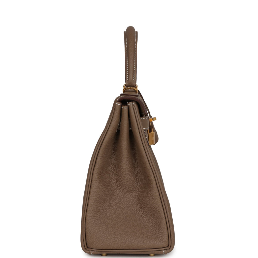 Hermes Kelly Retourne 28 Etoupe Togo Gold Hardware - Exclusu