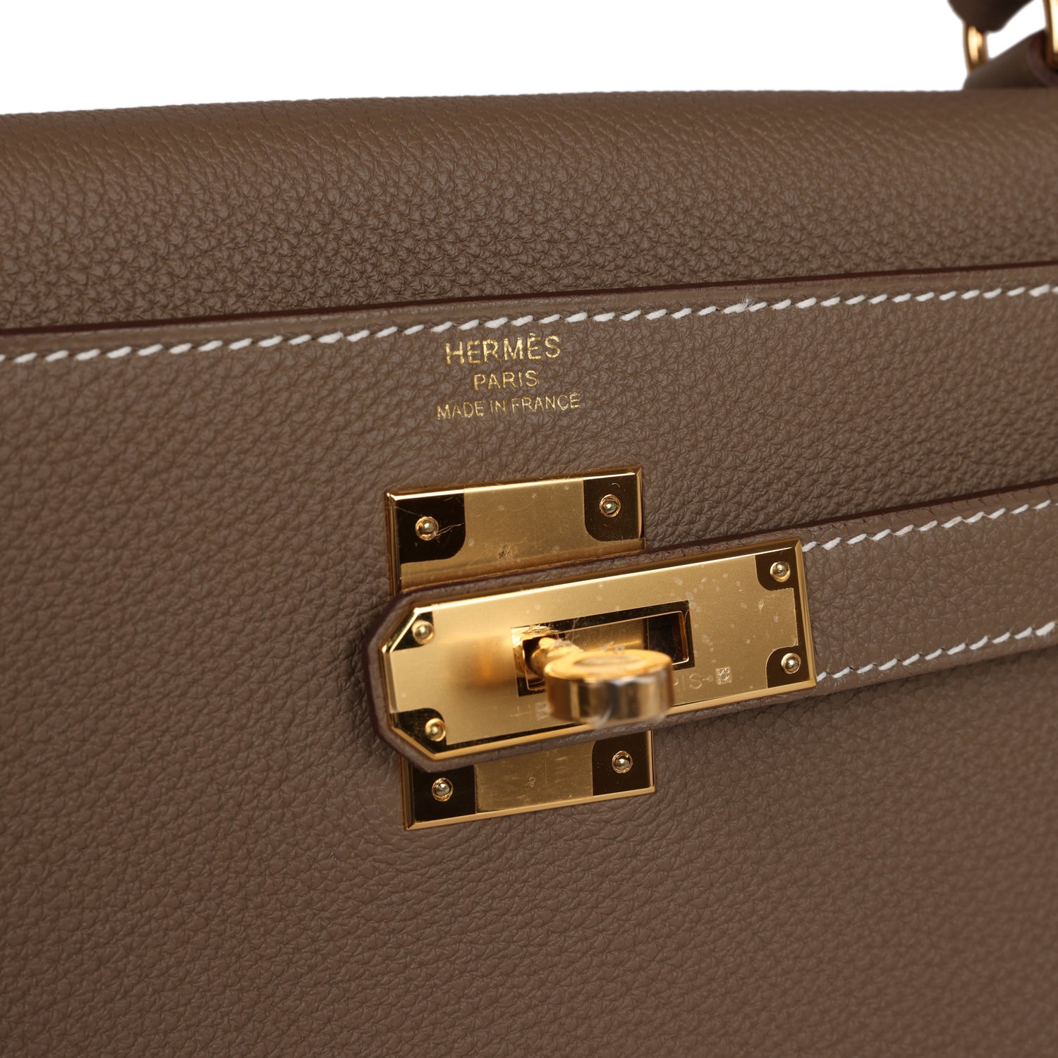 Hermes Kelly Retourne 28 Etoupe Togo Gold Hardware - Exclusu