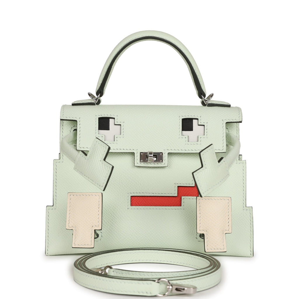 Hermes 'Quelle Idolle' Picto Kelly Doll Vert Fizz Epsom Palladium Hardware - Exclusu