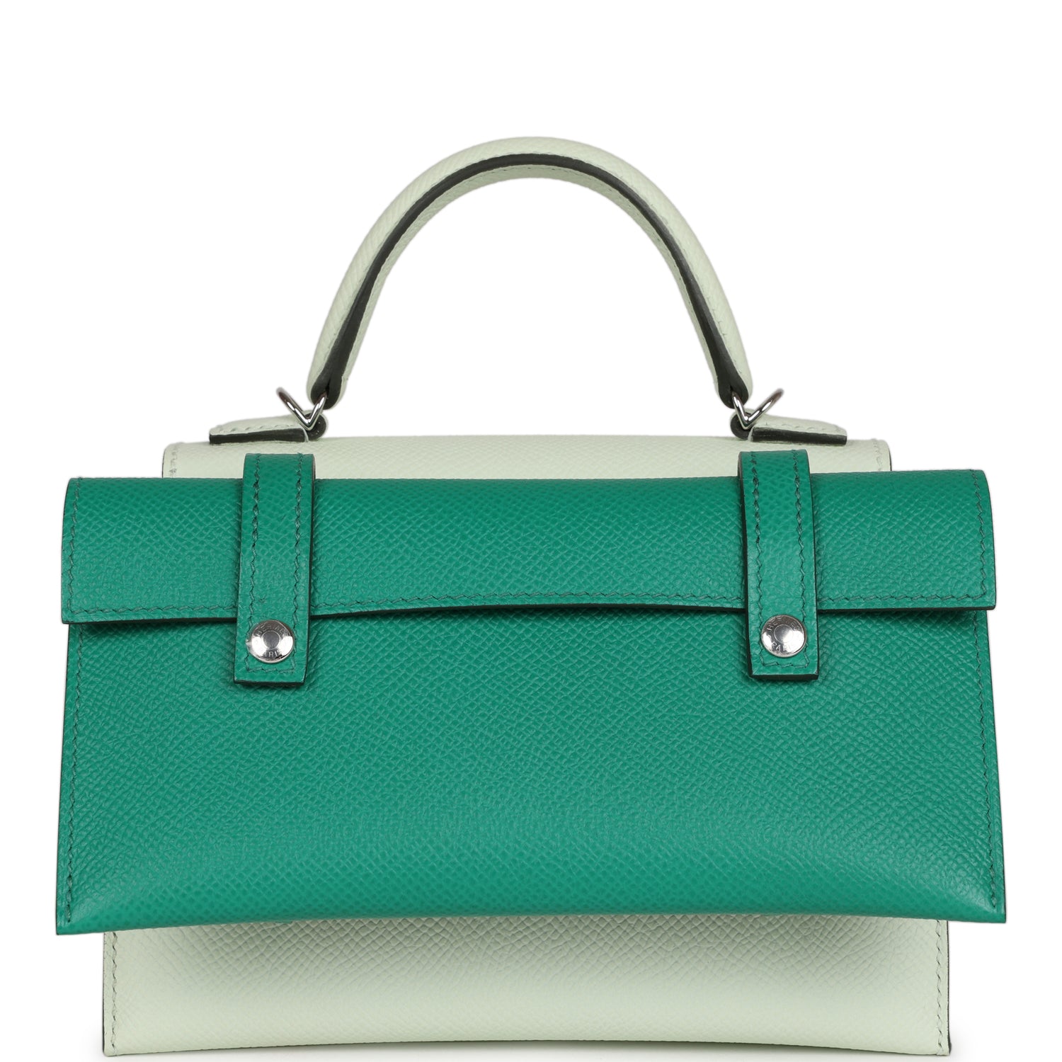 Hermes 'Quelle Idolle' Picto Kelly Doll Vert Fizz Epsom Palladium Hardware - Exclusu
