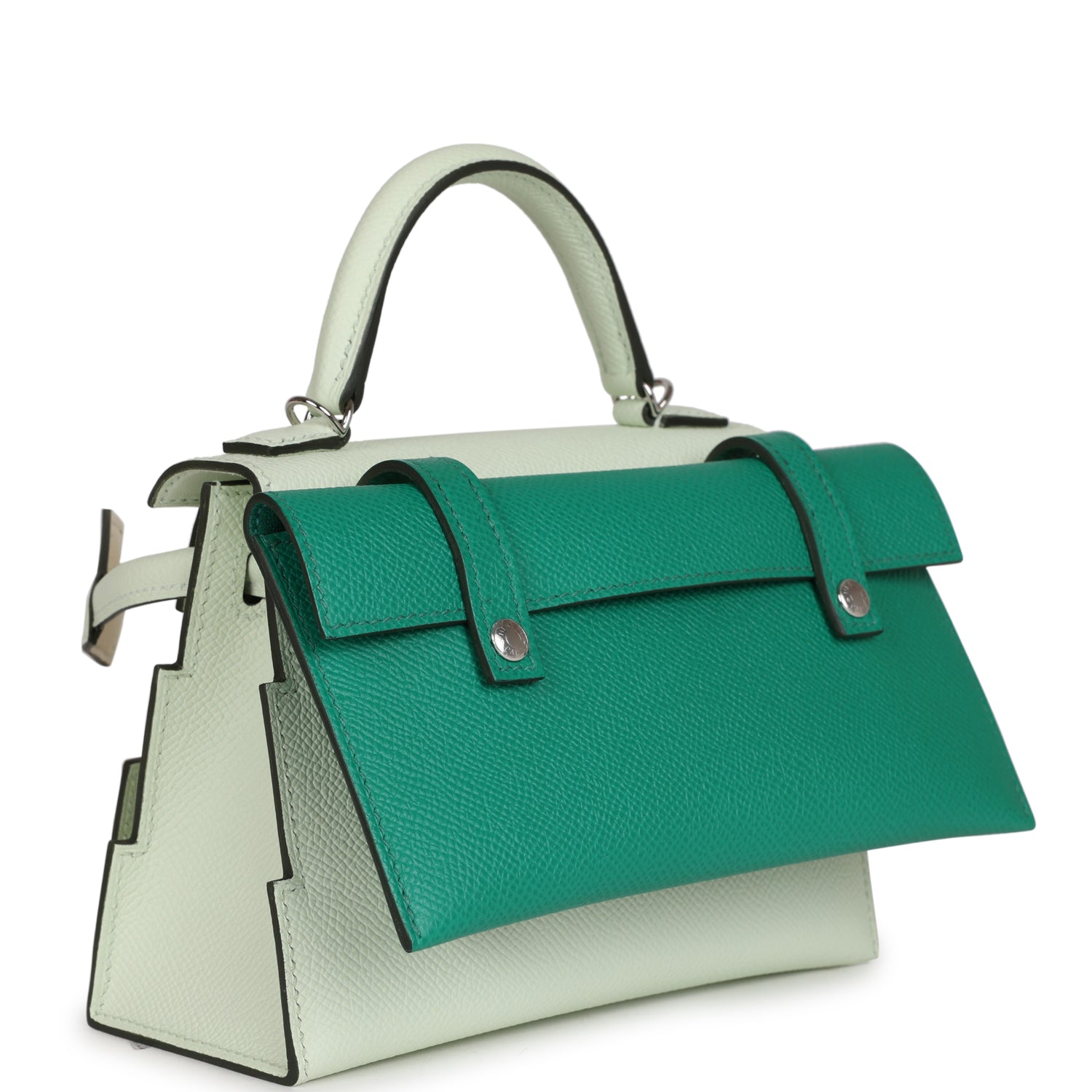 Hermes 'Quelle Idolle' Picto Kelly Doll Vert Fizz Epsom Palladium Hardware - Exclusu
