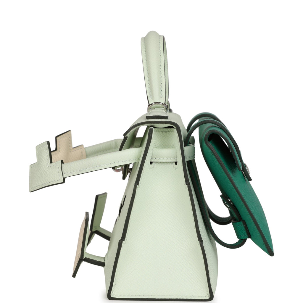Hermes 'Quelle Idolle' Picto Kelly Doll Vert Fizz Epsom Palladium Hardware - Exclusu