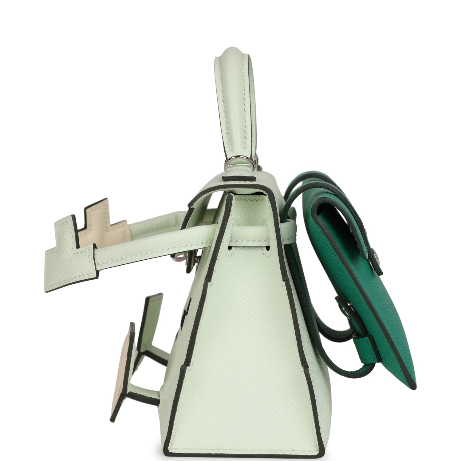 Hermes 'Quelle Idolle' Picto Kelly Doll Vert Fizz Epsom Palladium Hardware - Exclusu