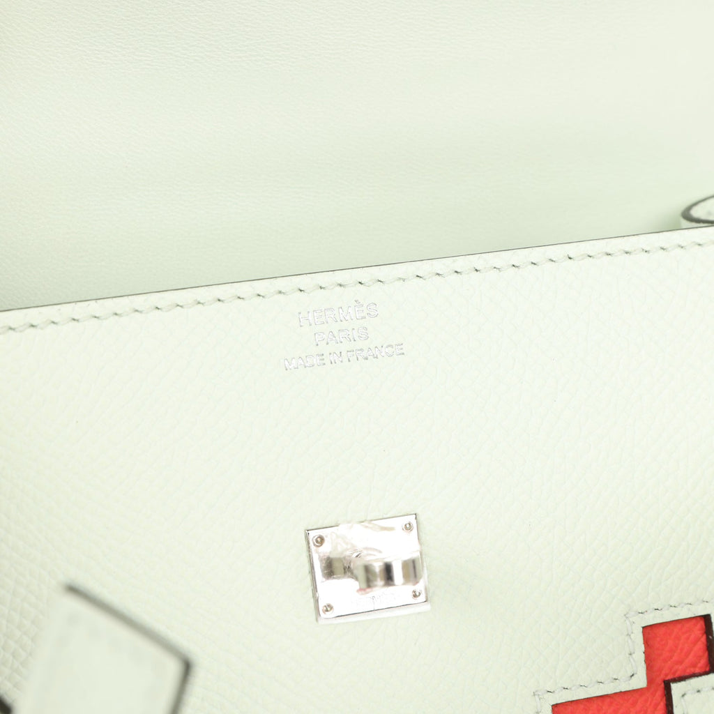 Hermes 'Quelle Idolle' Picto Kelly Doll Vert Fizz Epsom Palladium Hardware - Exclusu