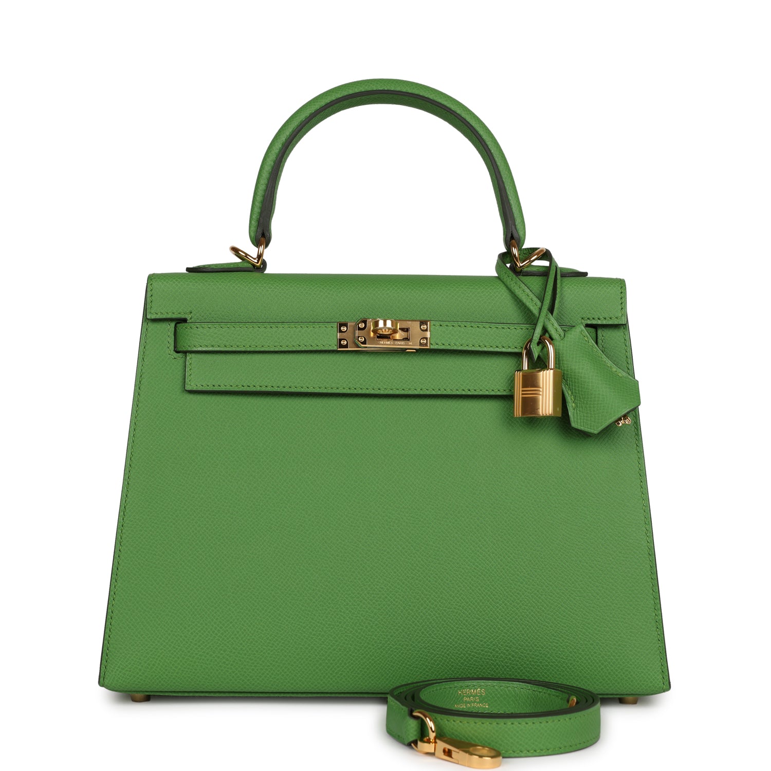 Hermes Kelly Sellier 25 Vert Yucca Epsom Gold Hardware - Exclusu