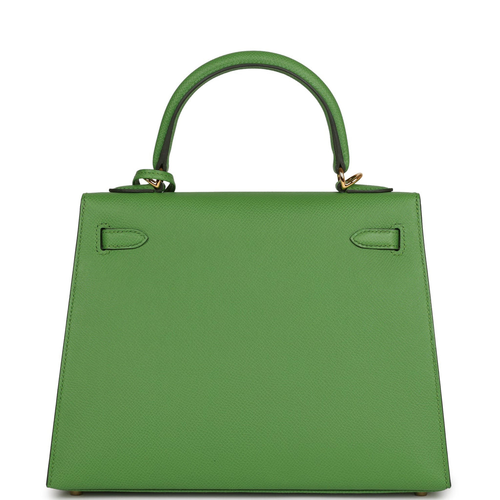 Hermes Kelly Sellier 25 Vert Yucca Epsom Gold Hardware - Exclusu