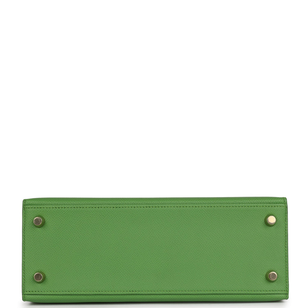 Hermes Kelly Sellier 25 Vert Yucca Epsom Gold Hardware - Exclusu