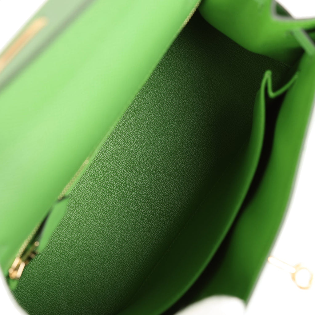 Hermes Kelly Sellier 25 Vert Yucca Epsom Gold Hardware - Exclusu