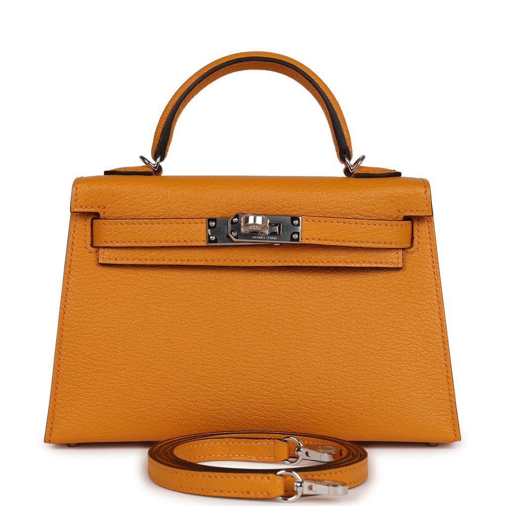 Hermes Kelly Sellier 20 Moutarde Chevre Palladium Hardware - Exclusu