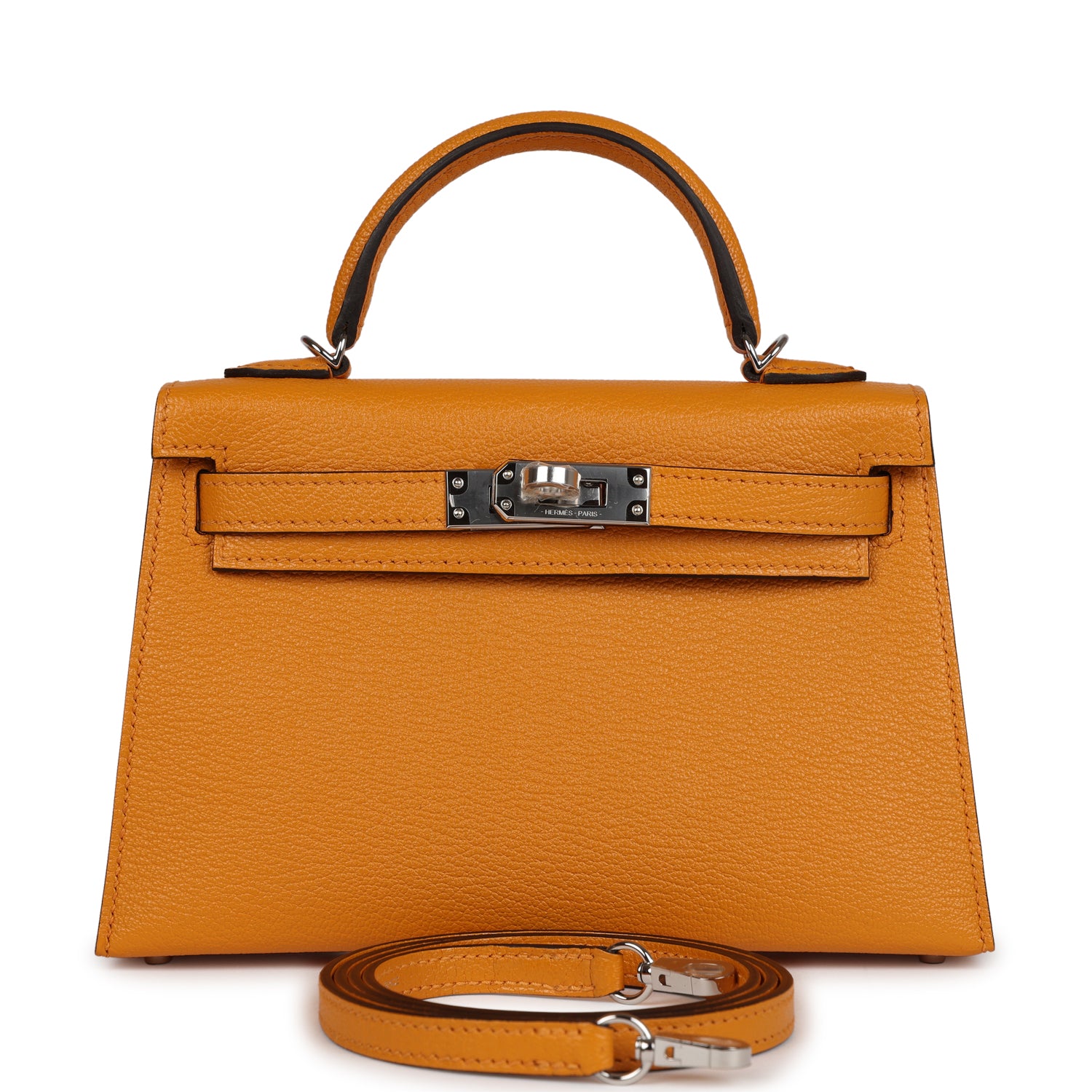 Hermes Kelly Sellier 20 Moutarde Chevre Palladium Hardware - Exclusu