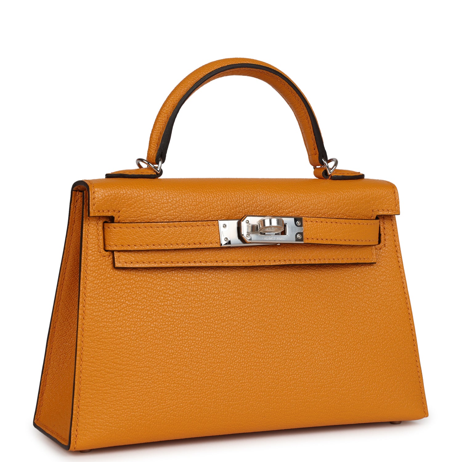 Hermes Kelly Sellier 20 Moutarde Chevre Palladium Hardware - Exclusu