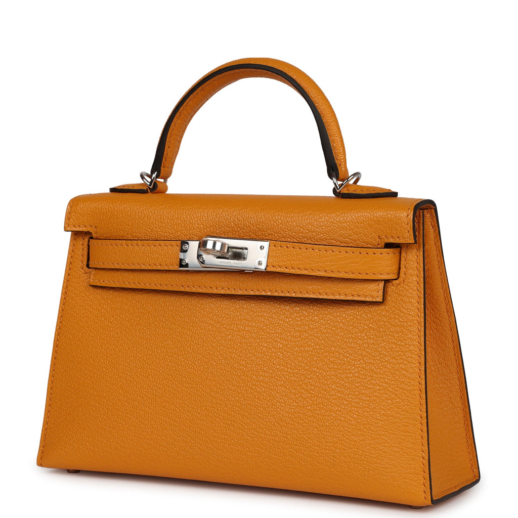 Hermes Kelly Sellier 20 Moutarde Chevre Palladium Hardware - Exclusu