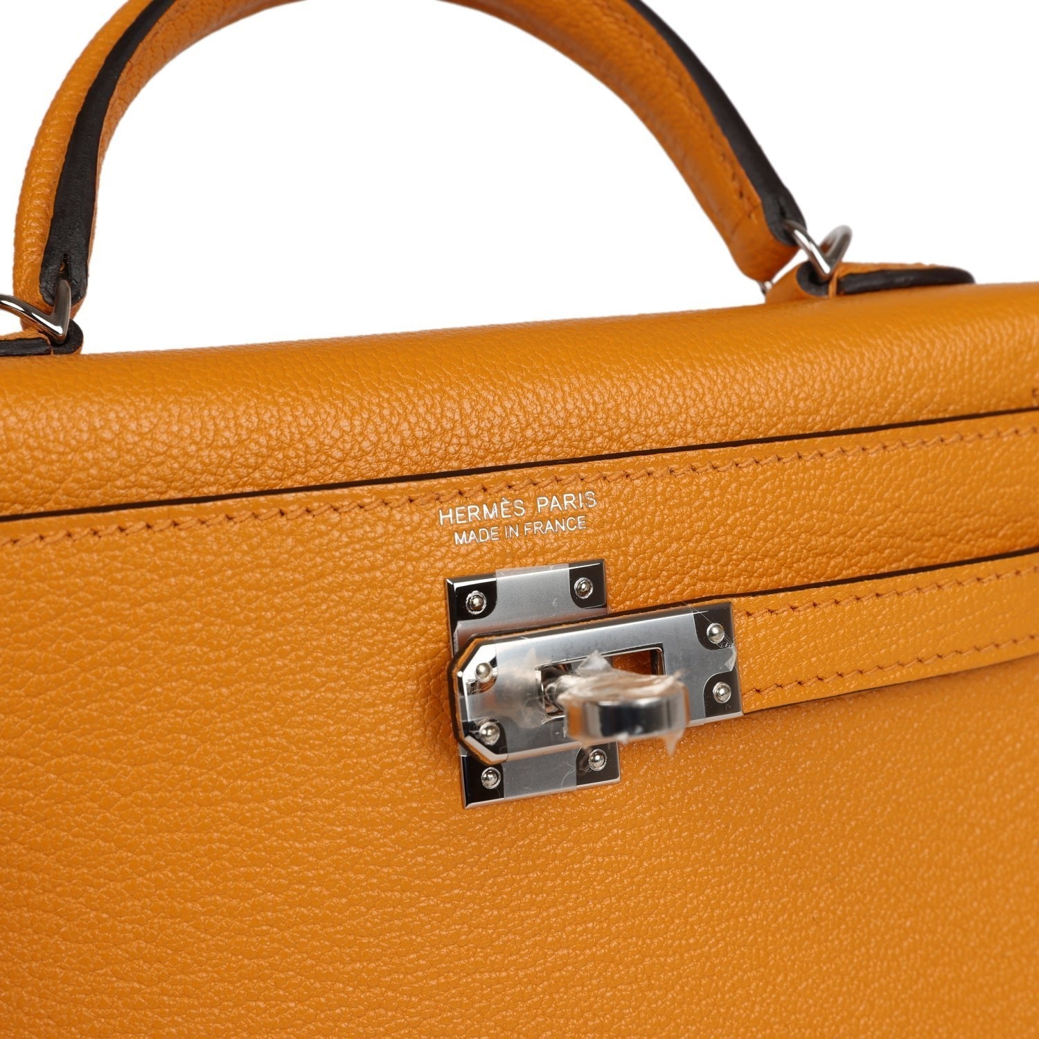 Hermes Kelly Sellier 20 Moutarde Chevre Palladium Hardware - Exclusu