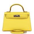 Hermes Kelly Sellier 20 Jaune Citron Chevre Palladium Hardware - Exclusu