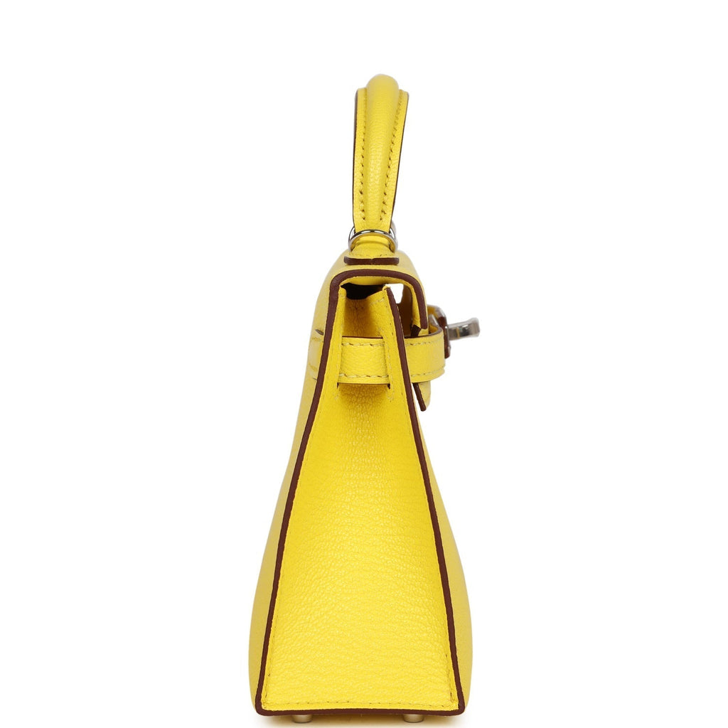 Hermes Kelly Sellier 20 Jaune Citron Chevre Palladium Hardware - Exclusu