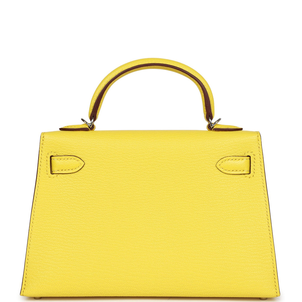 Hermes Kelly Sellier 20 Jaune Citron Chevre Palladium Hardware - Exclusu
