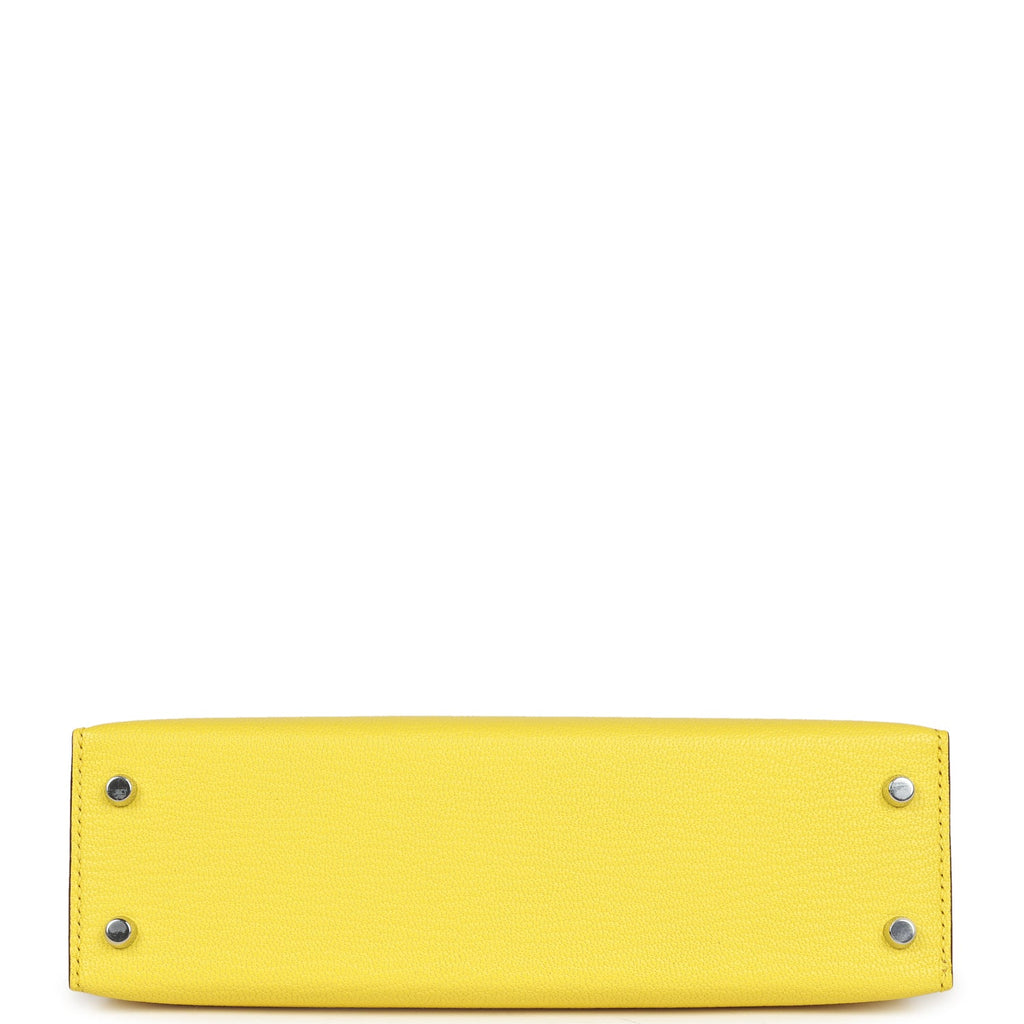 Hermes Kelly Sellier 20 Jaune Citron Chevre Palladium Hardware - Exclusu