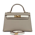 Hermes Special Order (HSS) Kelly Sellier 20 Gris Tourterelle and Nata Chevre Gold Hardware - Exclusu