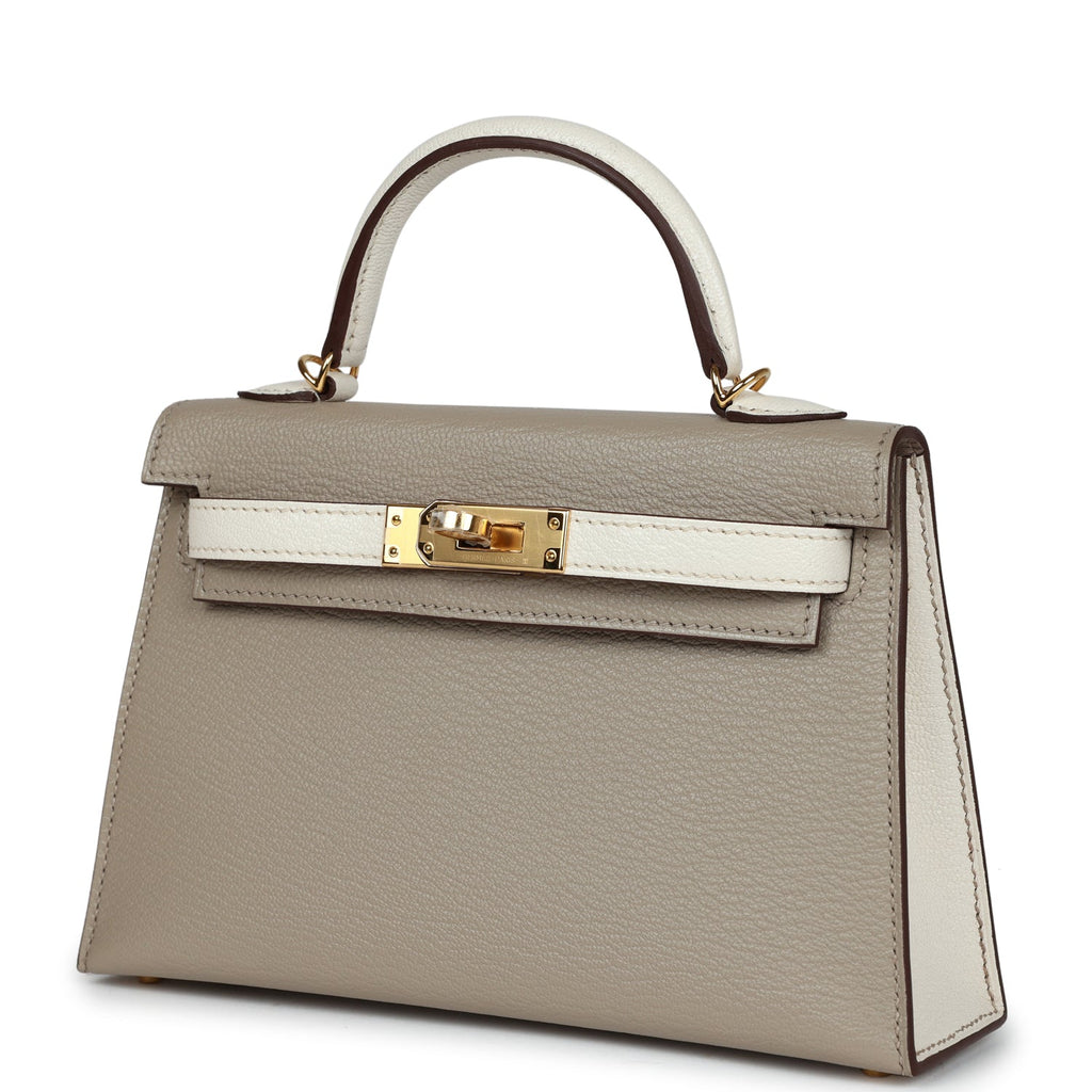Hermes Special Order (HSS) Kelly Sellier 20 Gris Tourterelle and Nata Chevre Gold Hardware - Exclusu