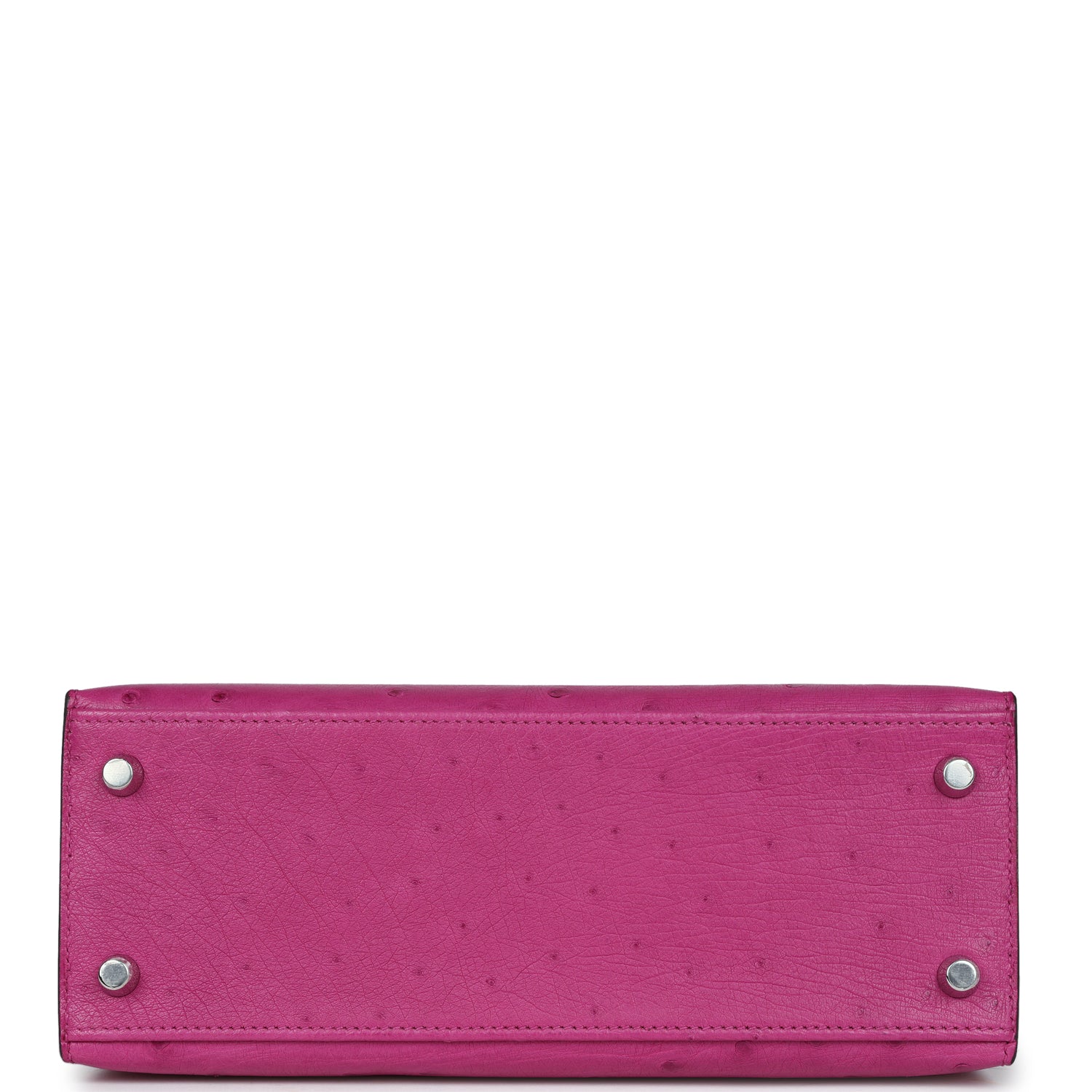 Hermes Kelly Sellier 25 Rose Pourpre Ostrich Palladium Hardware - Exclusu