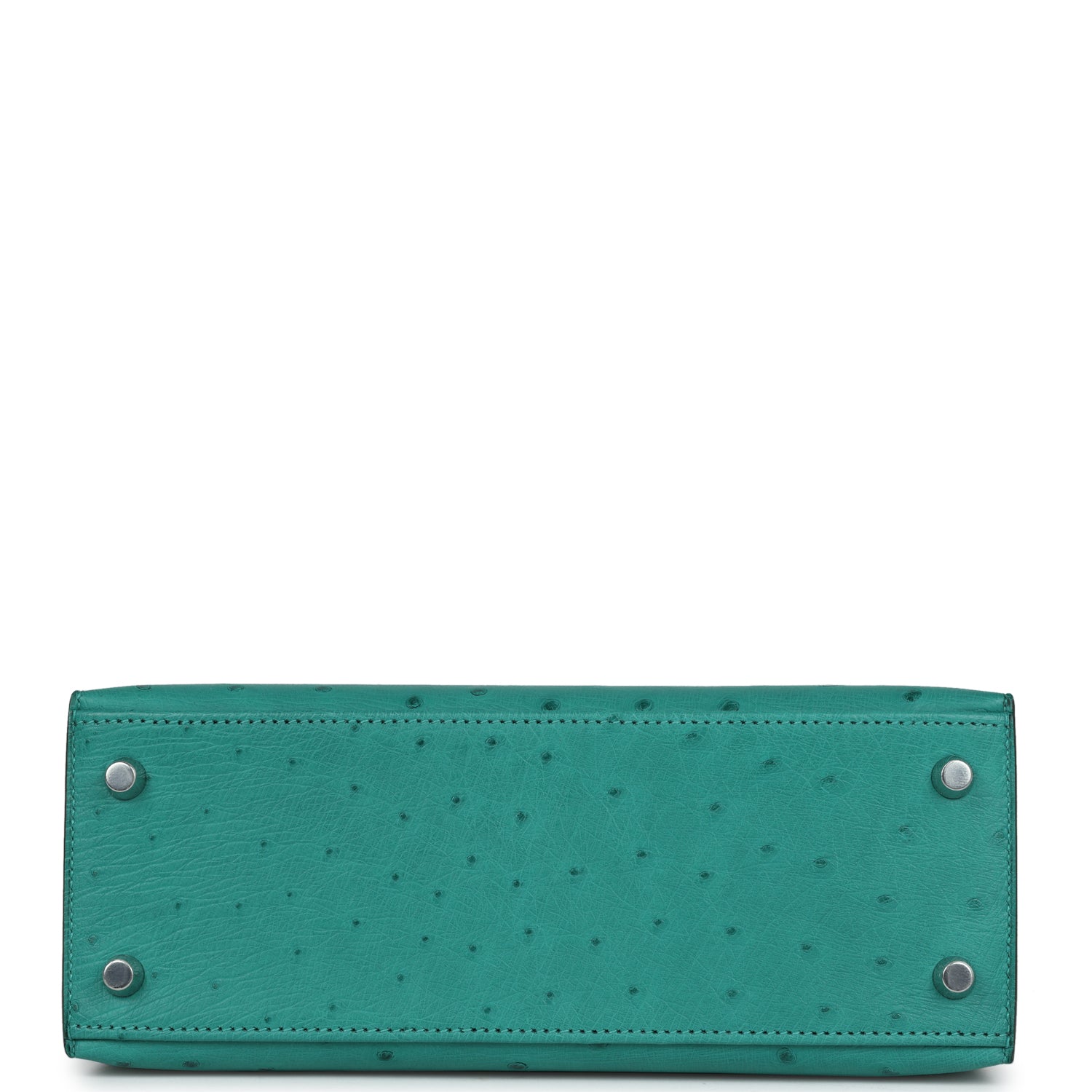 Hermes Kelly Sellier 25 Vert Verone Ostrich Palladium Hardware - Exclusu