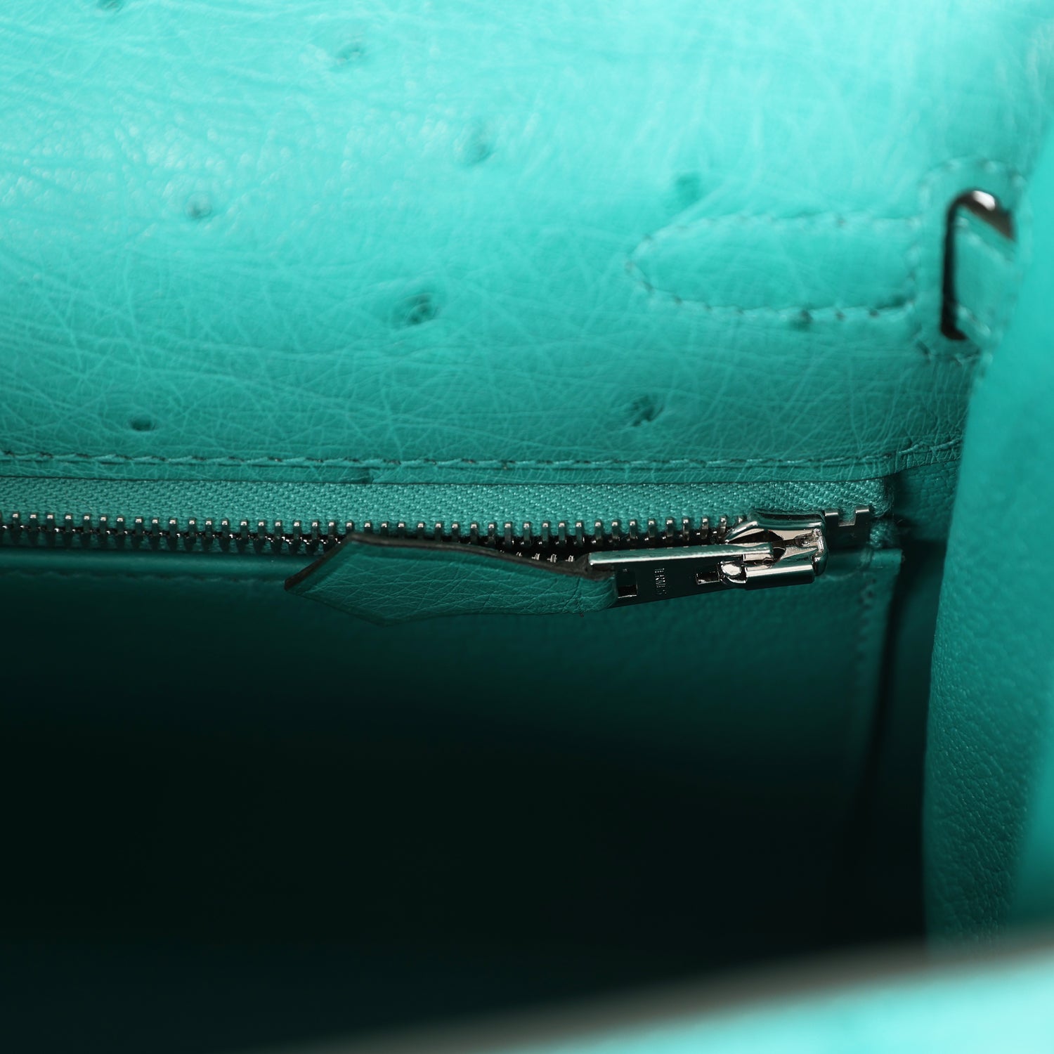 Hermes Kelly Sellier 25 Vert Verone Ostrich Palladium Hardware - Exclusu