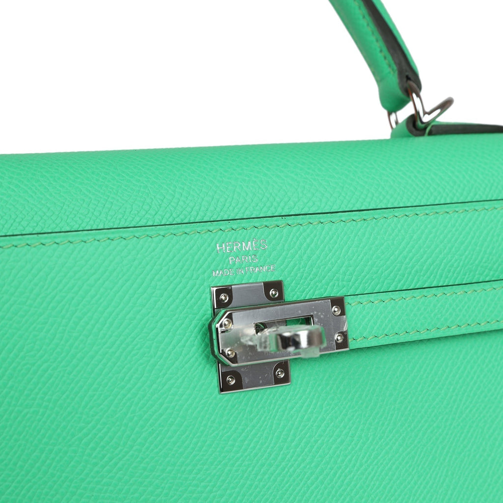 Hermes Kelly Sellier 25 Vert Comics Epsom Palladium Hardware - Exclusu