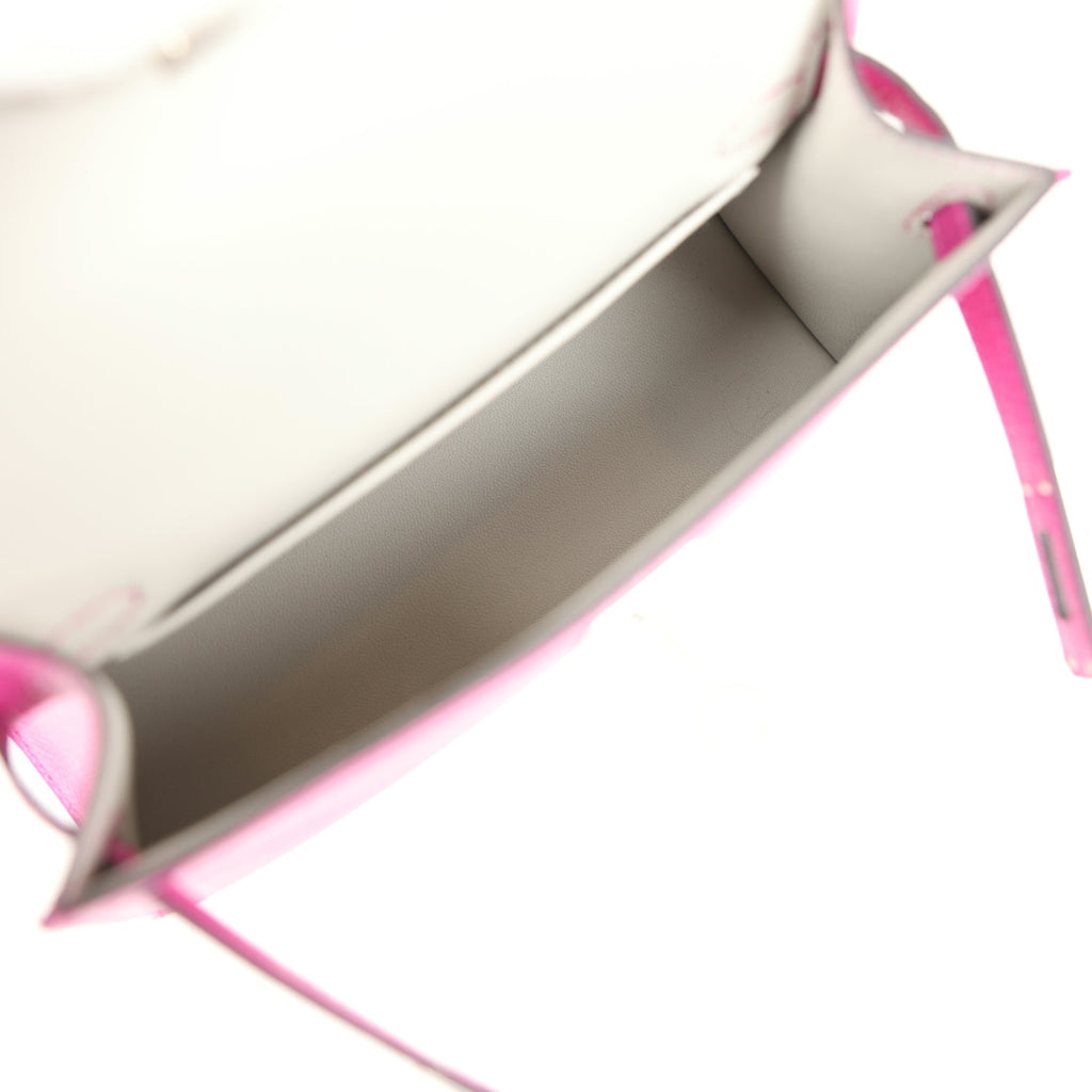 Hermes Special Order (HSS) Kelly Sellier 20 Rose Pourpre Verso Epsom Palladium Hardware - Exclusu