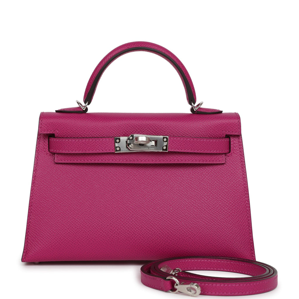 Hermes Special Order (HSS) Kelly Sellier 20 Rose Pourpre Verso Epsom Palladium Hardware - Exclusu