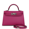 Hermes Special Order (HSS) Kelly Sellier 20 Rose Pourpre Verso Epsom Palladium Hardware - Exclusu