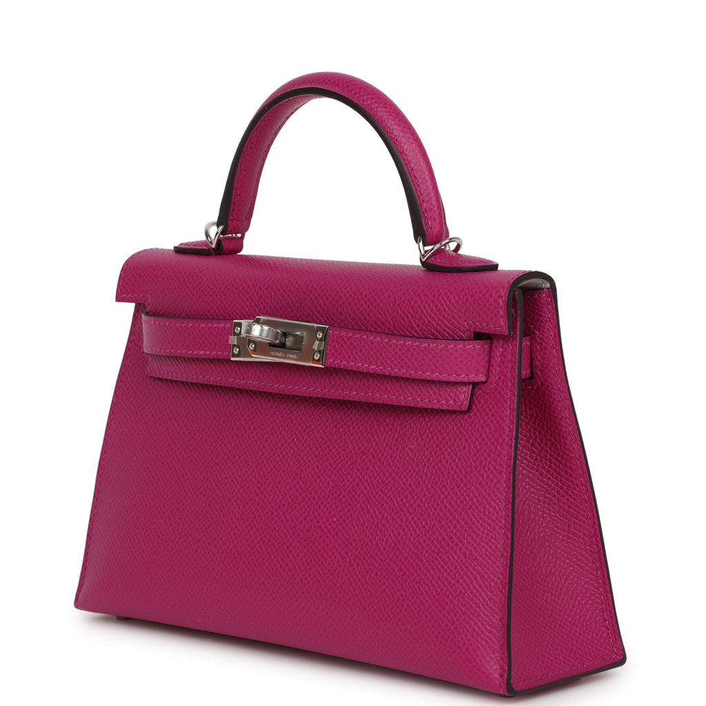 Hermes Special Order (HSS) Kelly Sellier 20 Rose Pourpre Verso Epsom Palladium Hardware - Exclusu