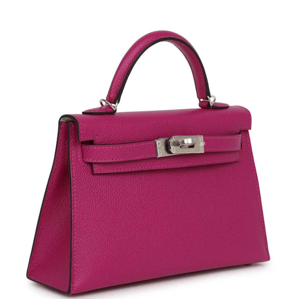Hermes Special Order (HSS) Kelly Sellier 20 Rose Pourpre Verso Epsom Palladium Hardware - Exclusu