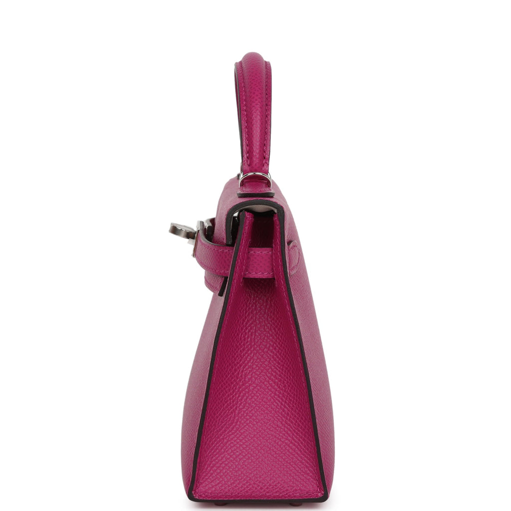 Hermes Special Order (HSS) Kelly Sellier 20 Rose Pourpre Verso Epsom Palladium Hardware - Exclusu
