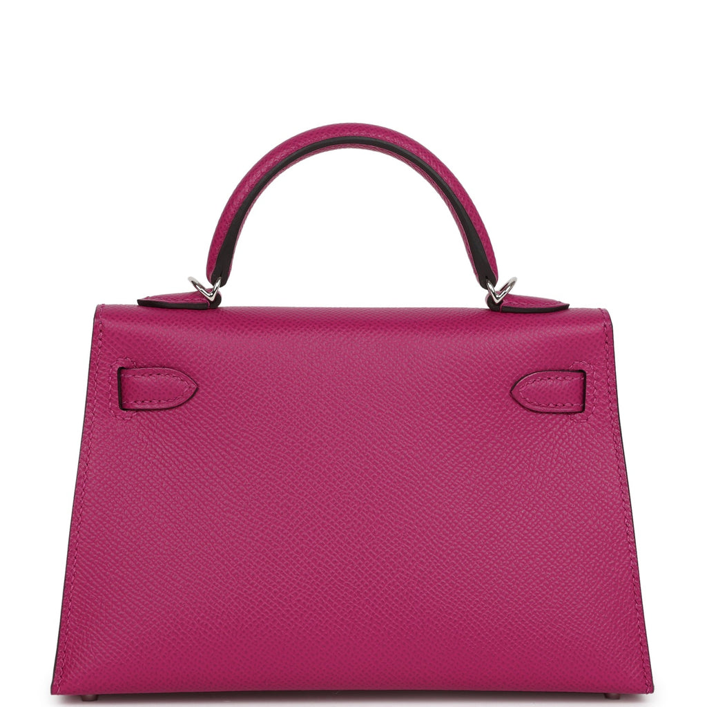 Hermes Special Order (HSS) Kelly Sellier 20 Rose Pourpre Verso Epsom Palladium Hardware - Exclusu