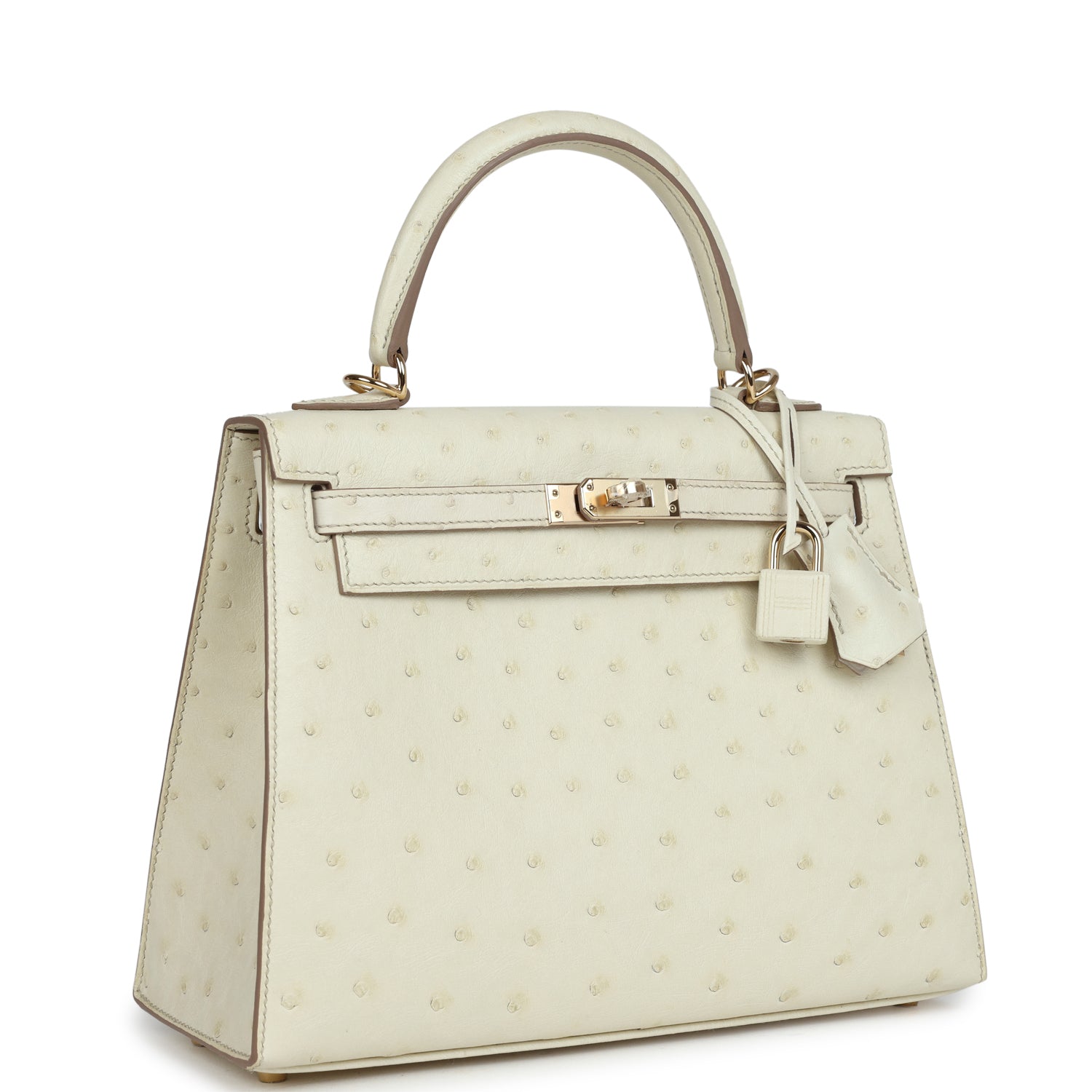 Hermes Special Order (HSS) Kelly Sellier 25 Nata Verso Ostrich Permabrass Hardware - Exclusu