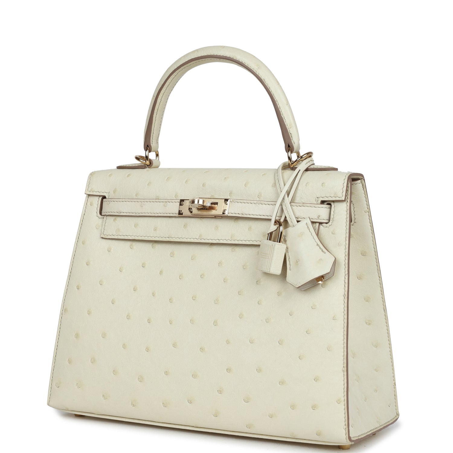 Hermes Special Order (HSS) Kelly Sellier 25 Nata Verso Ostrich Permabrass Hardware - Exclusu
