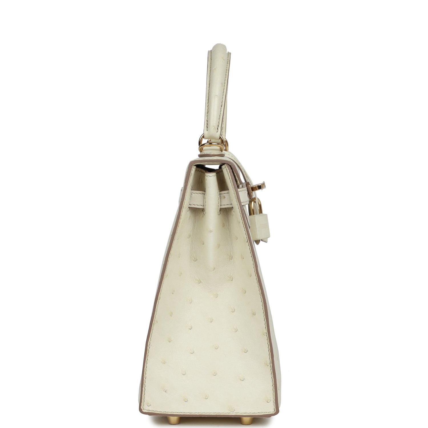 Hermes Special Order (HSS) Kelly Sellier 25 Nata Verso Ostrich Permabrass Hardware - Exclusu