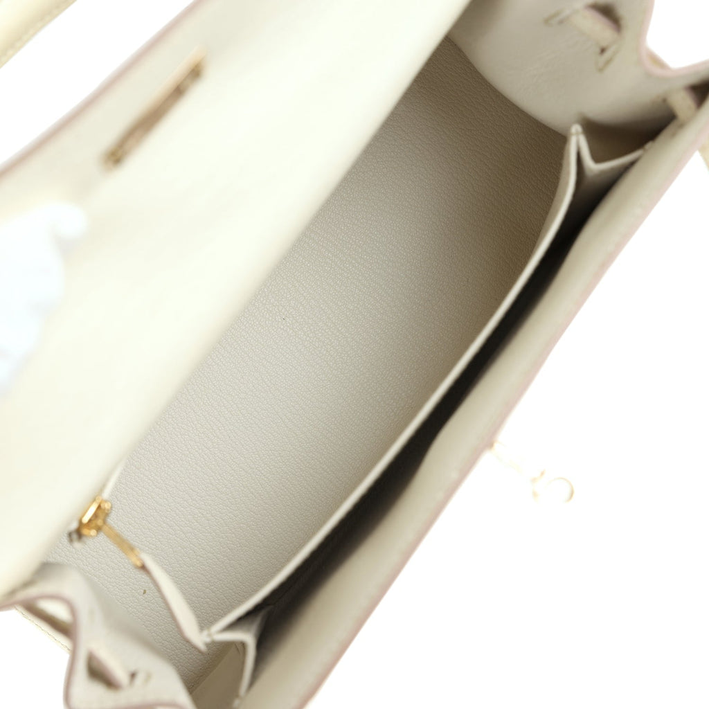 Hermes Special Order (HSS) Kelly Sellier 25 Nata Verso Ostrich Permabrass Hardware - Exclusu