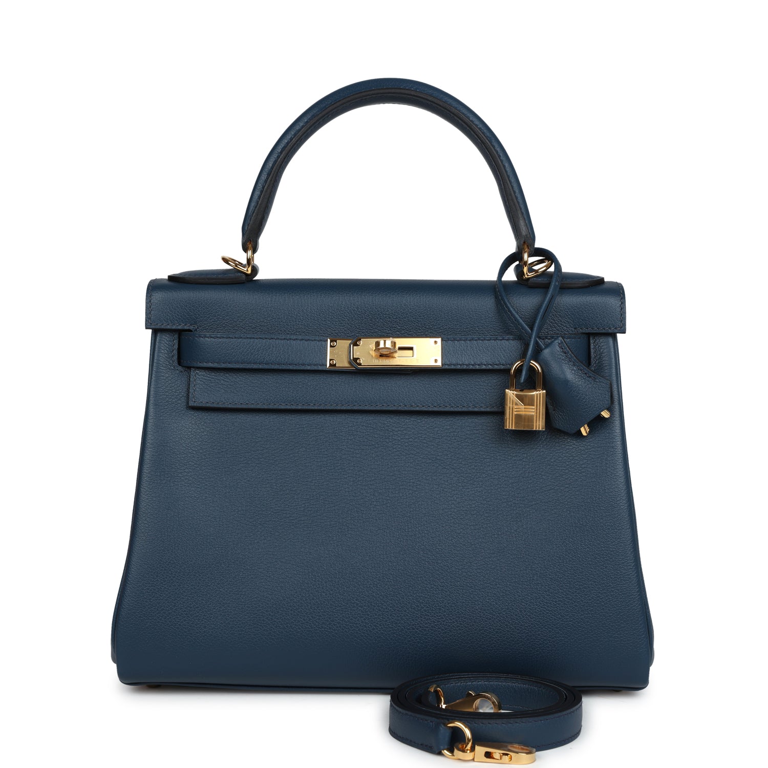 Hermes Kelly Retourne 28 Deep Bleu Evercolor Gold Hardware - Exclusu