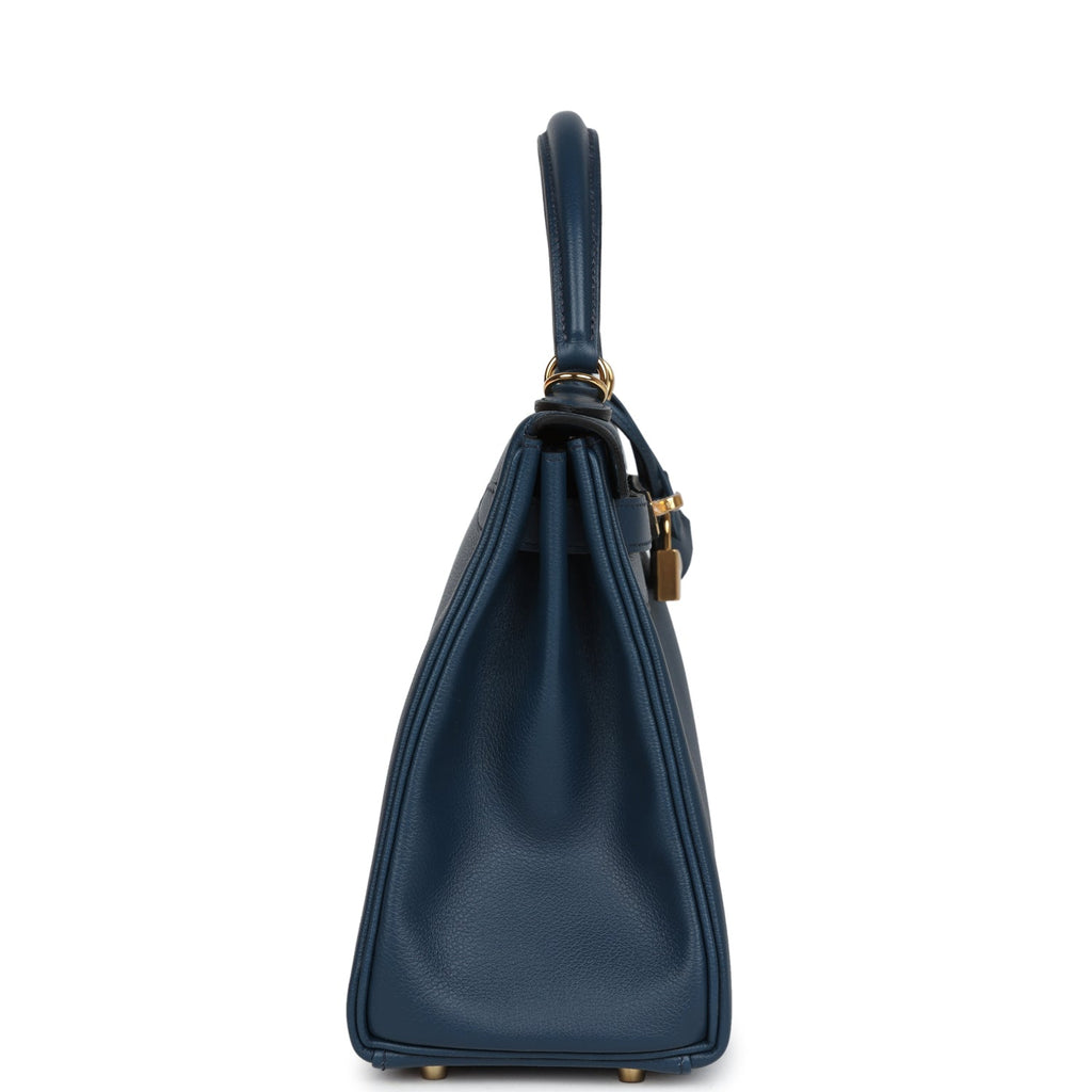 Hermes Kelly Retourne 28 Deep Bleu Evercolor Gold Hardware - Exclusu