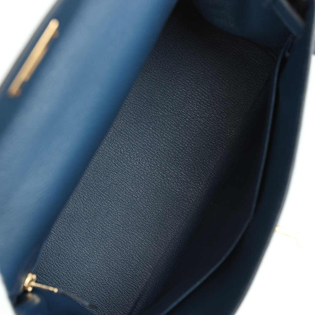 Hermes Kelly Retourne 28 Deep Bleu Evercolor Gold Hardware - Exclusu