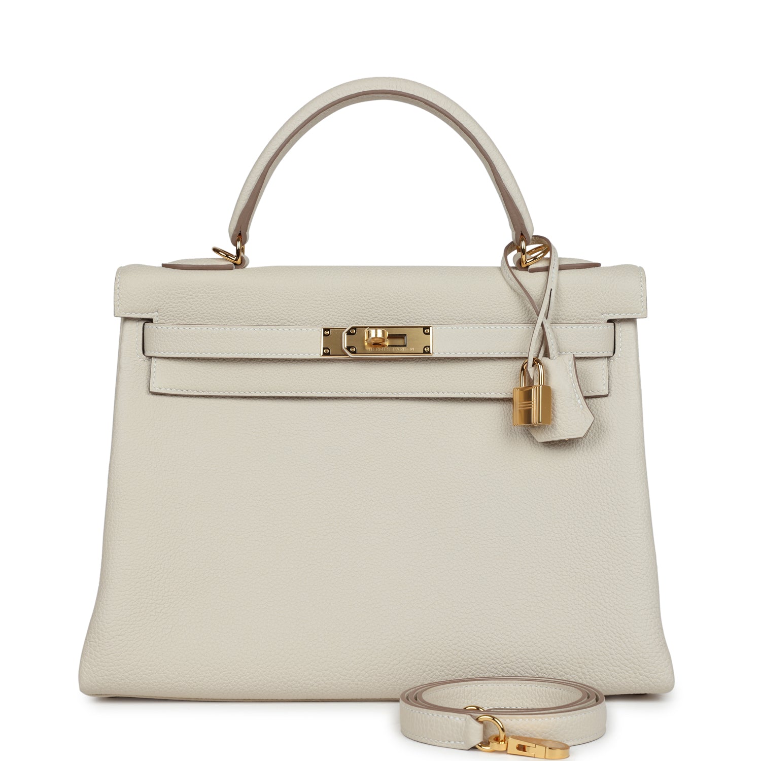 Hermes Kelly Retourne 32 Craie Togo Gold Hardware - Exclusu