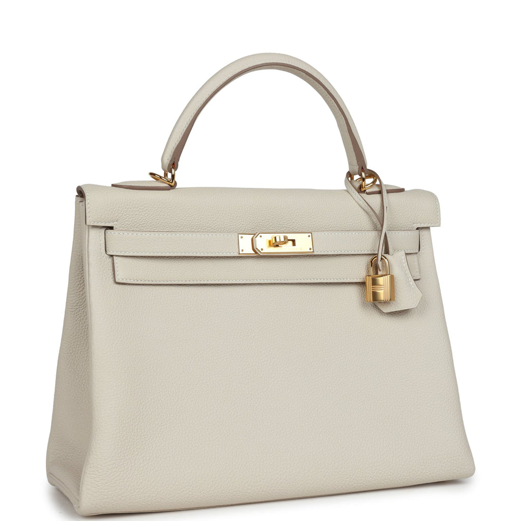 Hermes Kelly Retourne 32 Craie Togo Gold Hardware - Exclusu